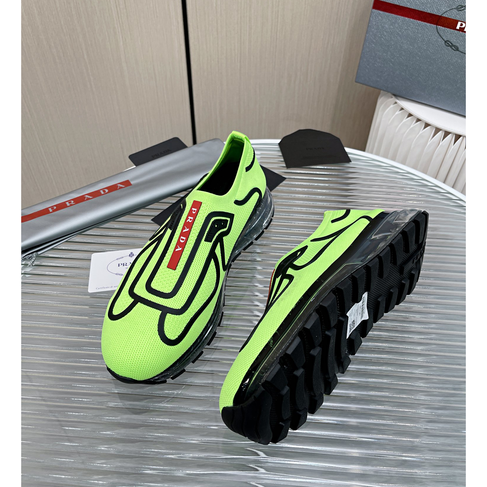 Prada Logo Sneakers In Green - EUR FASHION