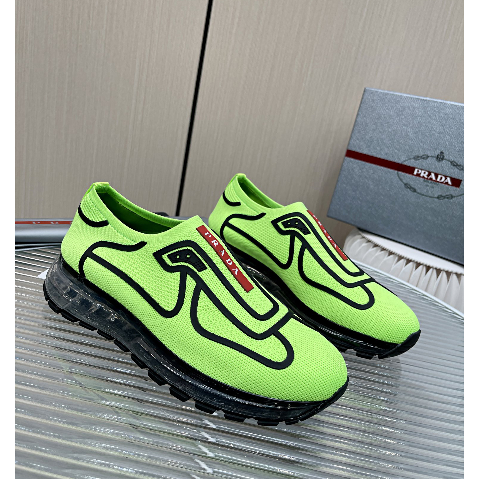 Prada Logo Sneakers In Green - EUR FASHION