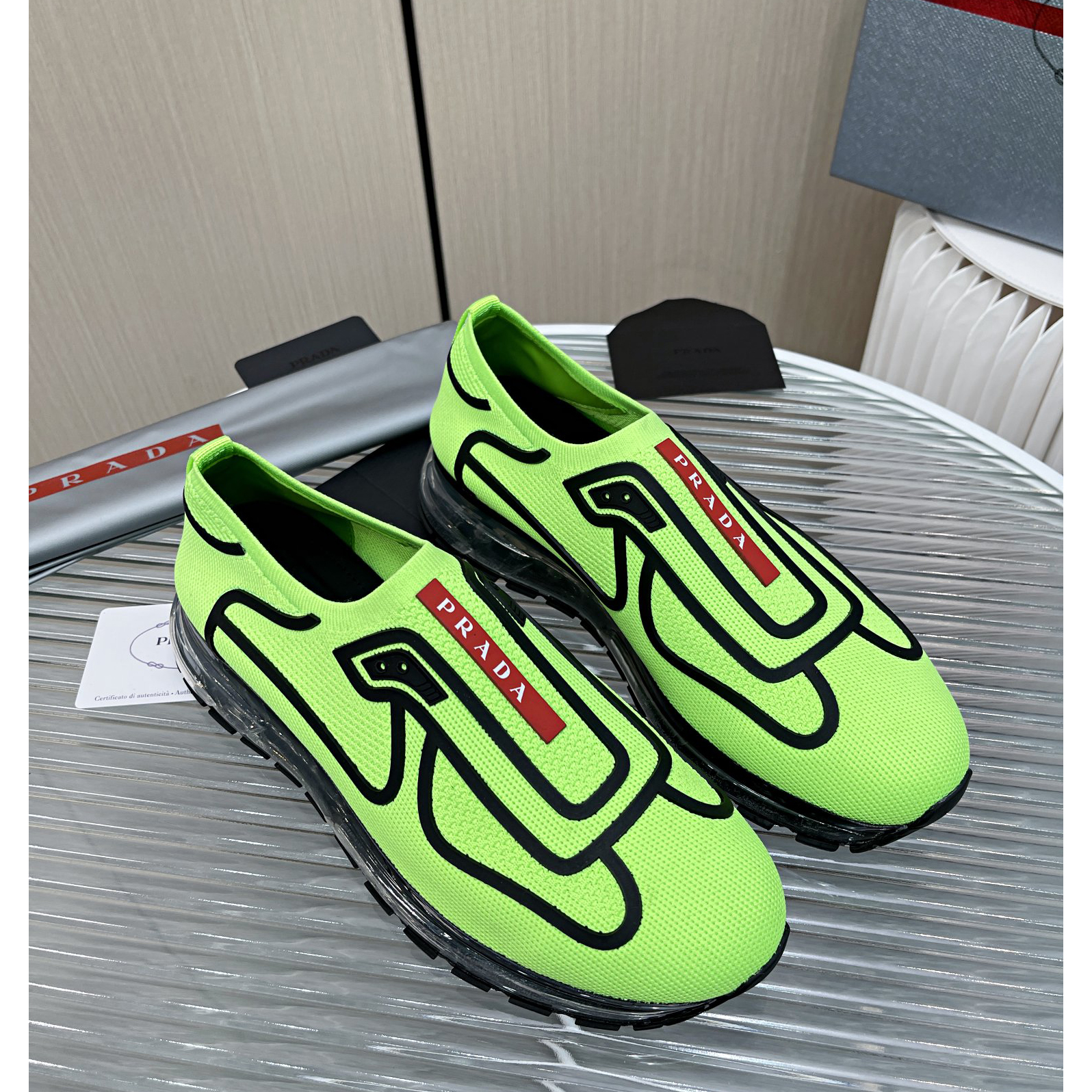 Prada Logo Sneakers In Green - EUR FASHION