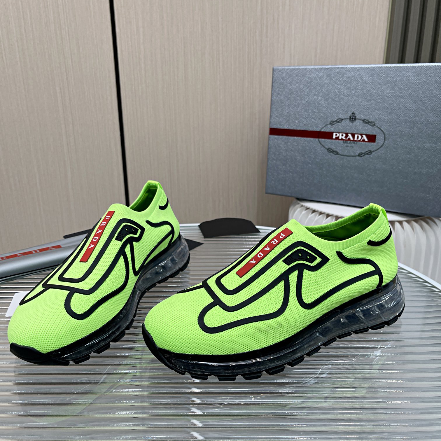 Prada Logo Sneakers In Green - EUR FASHION