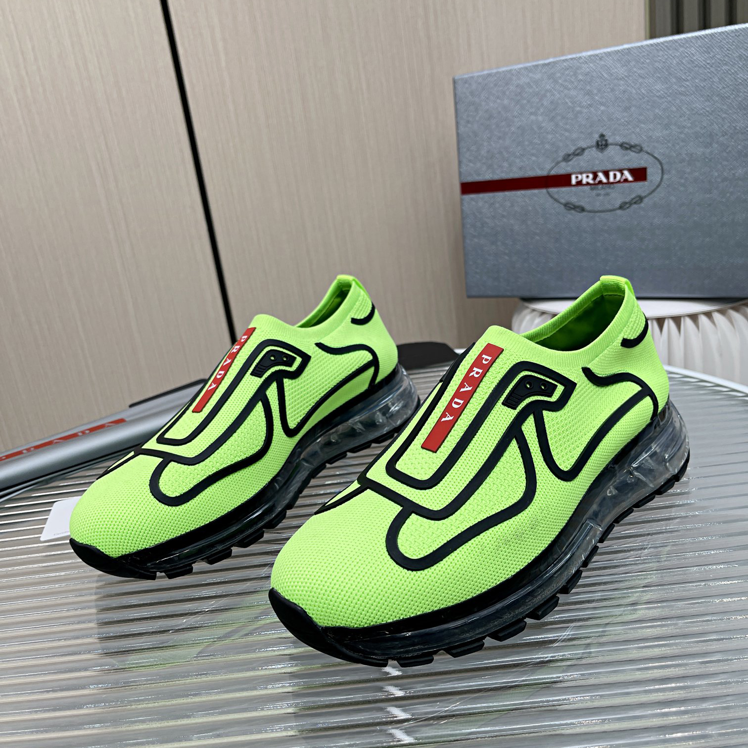 Prada Logo Sneakers In Green - EUR FASHION