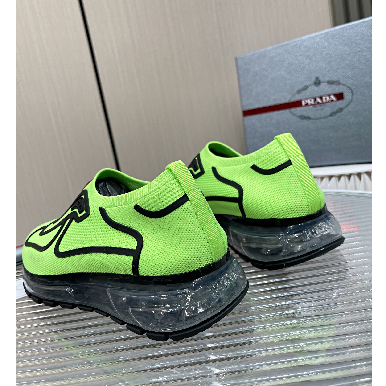 Prada Logo Sneakers In Green - EUR FASHION