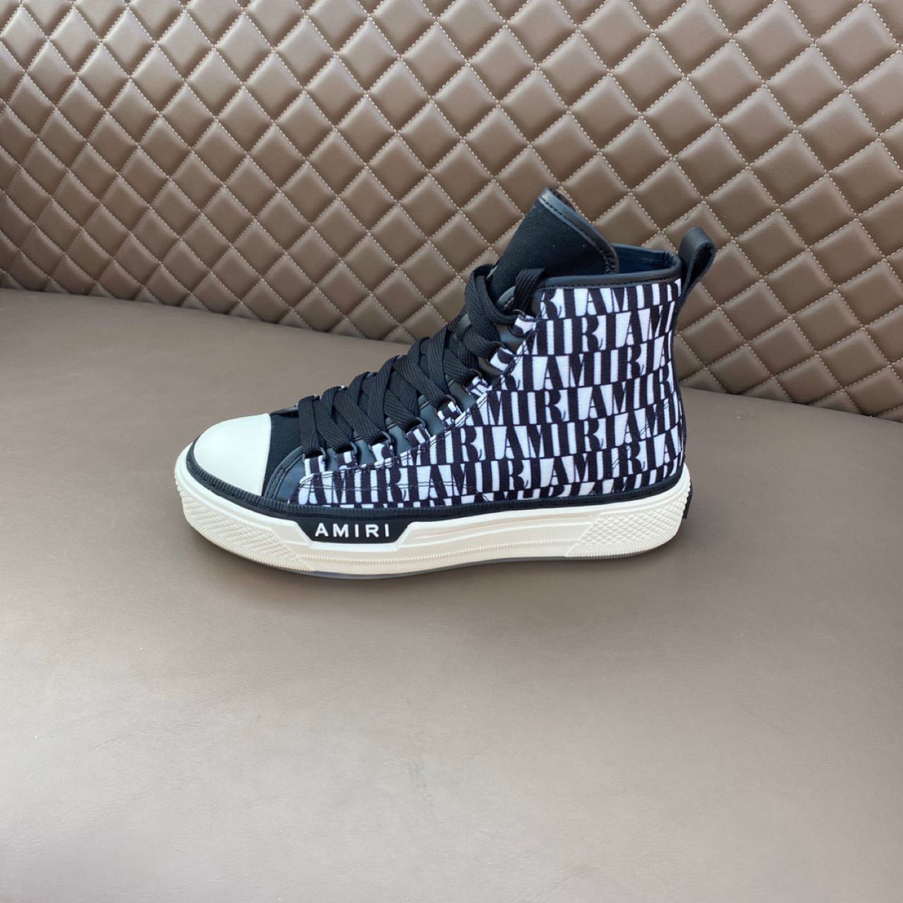 Amiri Logo-Print Canvas High-Top Sneakers - EUR FASHION