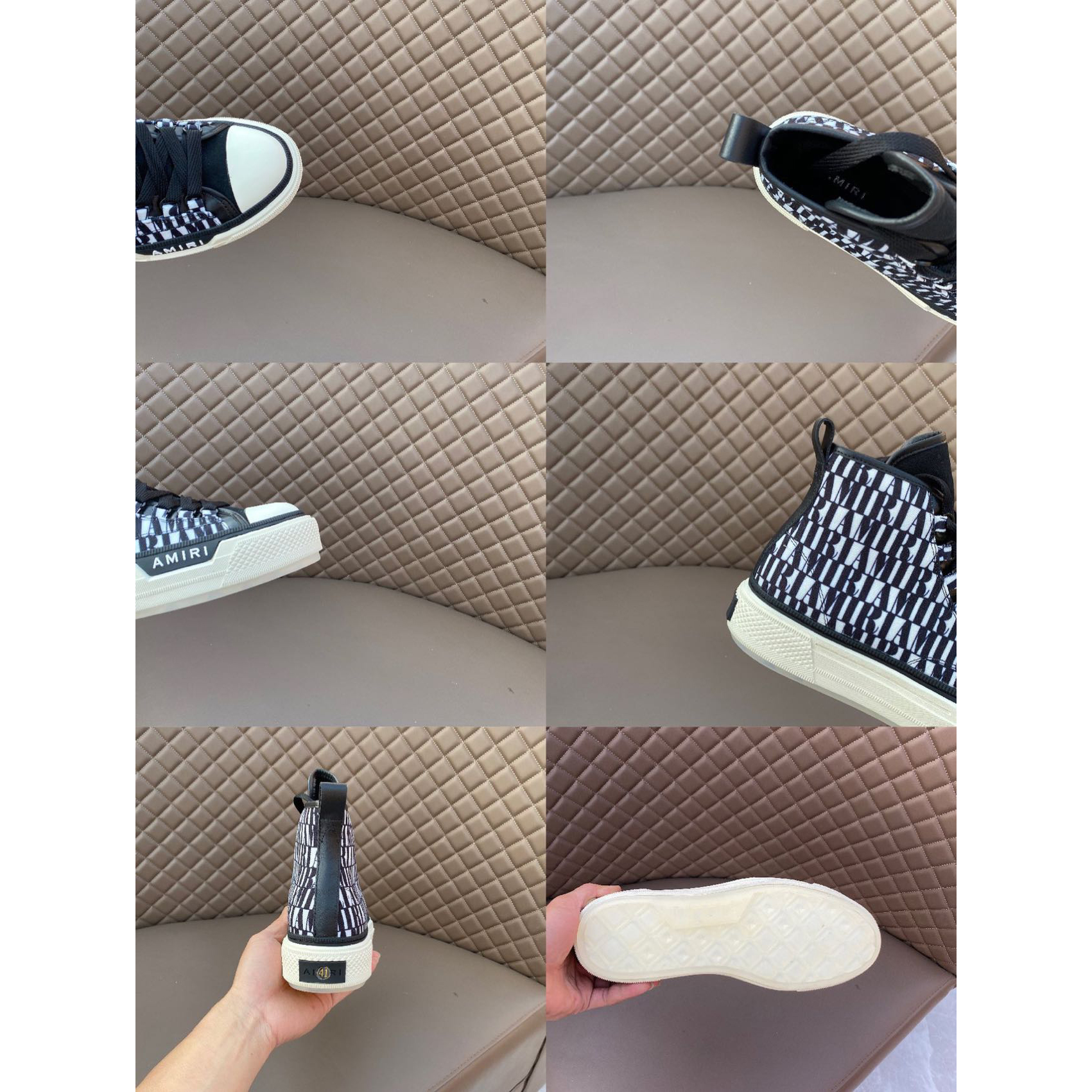 Amiri Logo-Print Canvas High-Top Sneakers - EUR FASHION