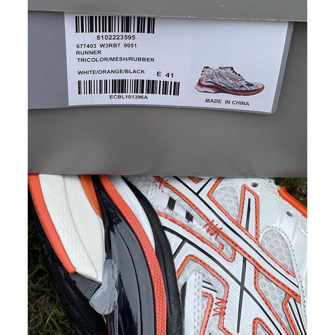 Balenciaga 'White-balck-orange' Runner Sneakers - EUR FASHION