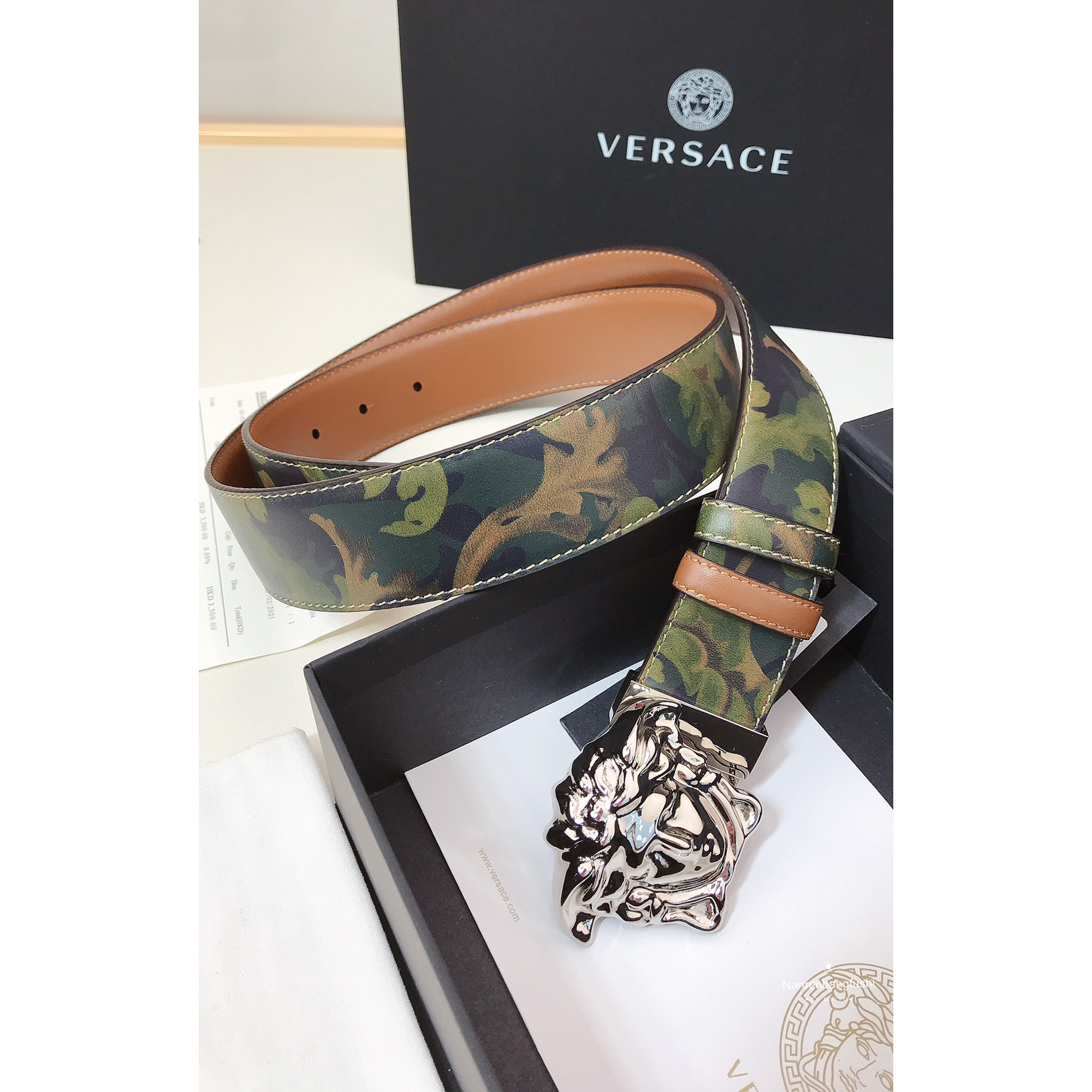 Versace Barocco Print Palazzo 40 MM Belt  - EUR FASHION