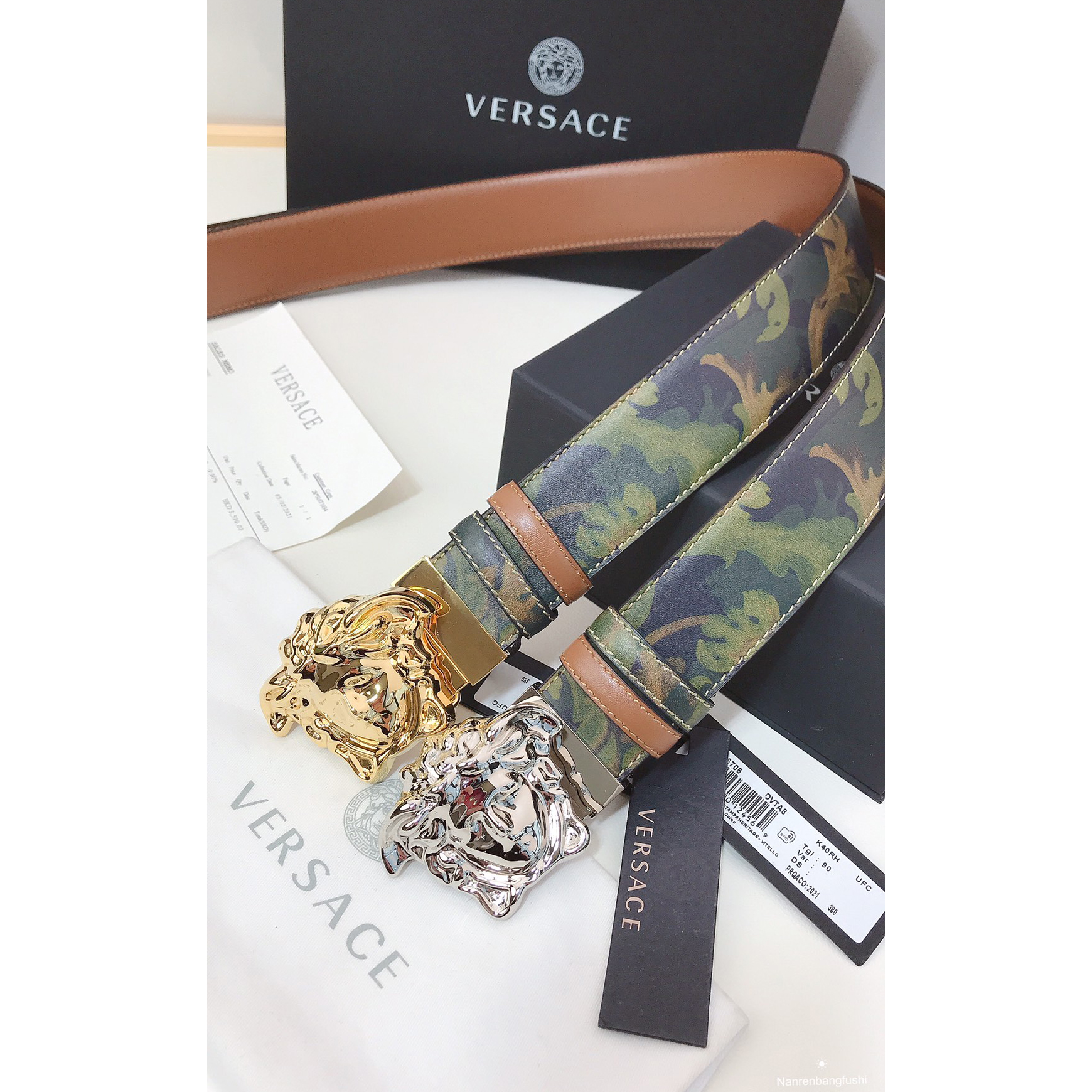 Versace Barocco Print Palazzo 40 MM Belt  - EUR FASHION