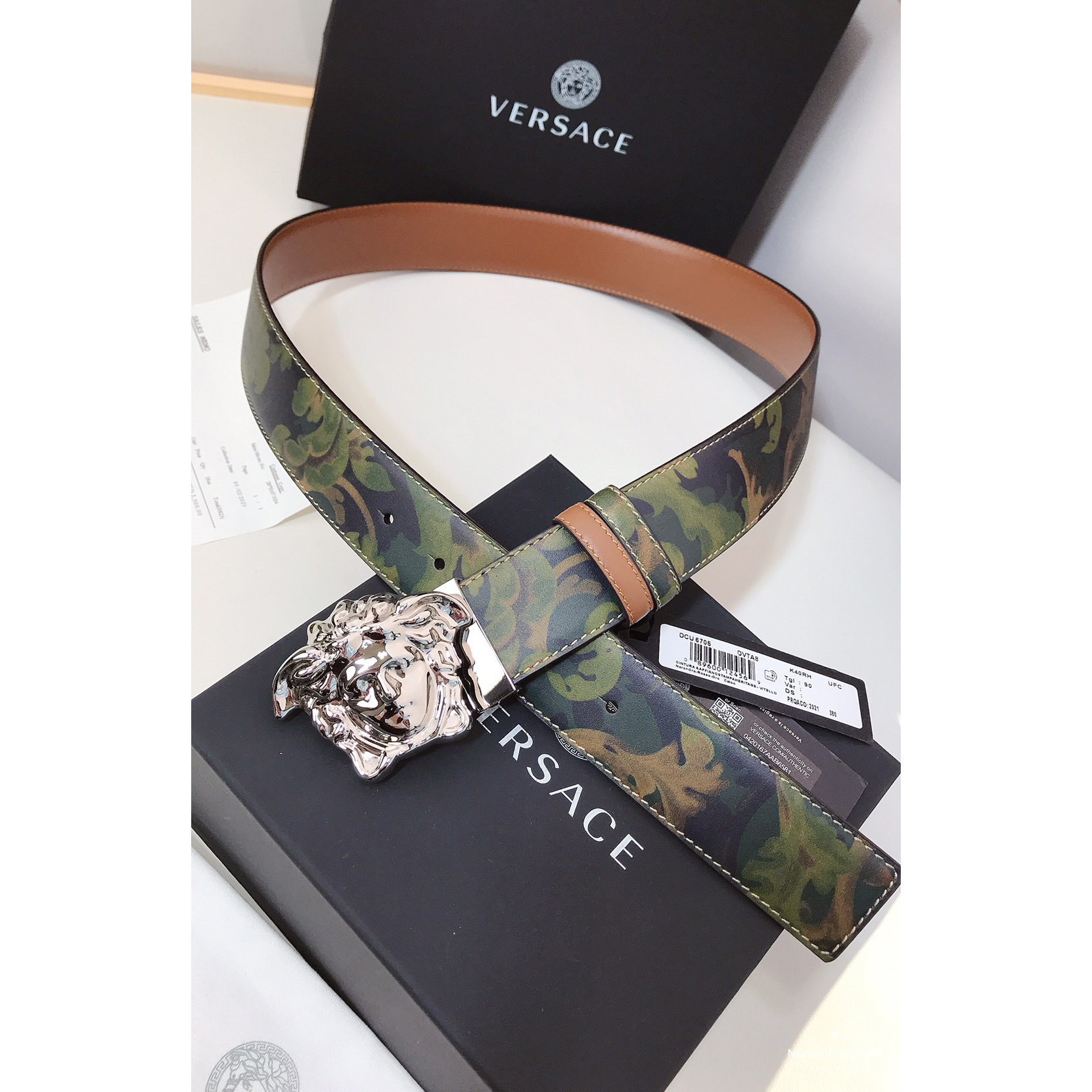 Versace Barocco Print Palazzo 40 MM Belt  - EUR FASHION