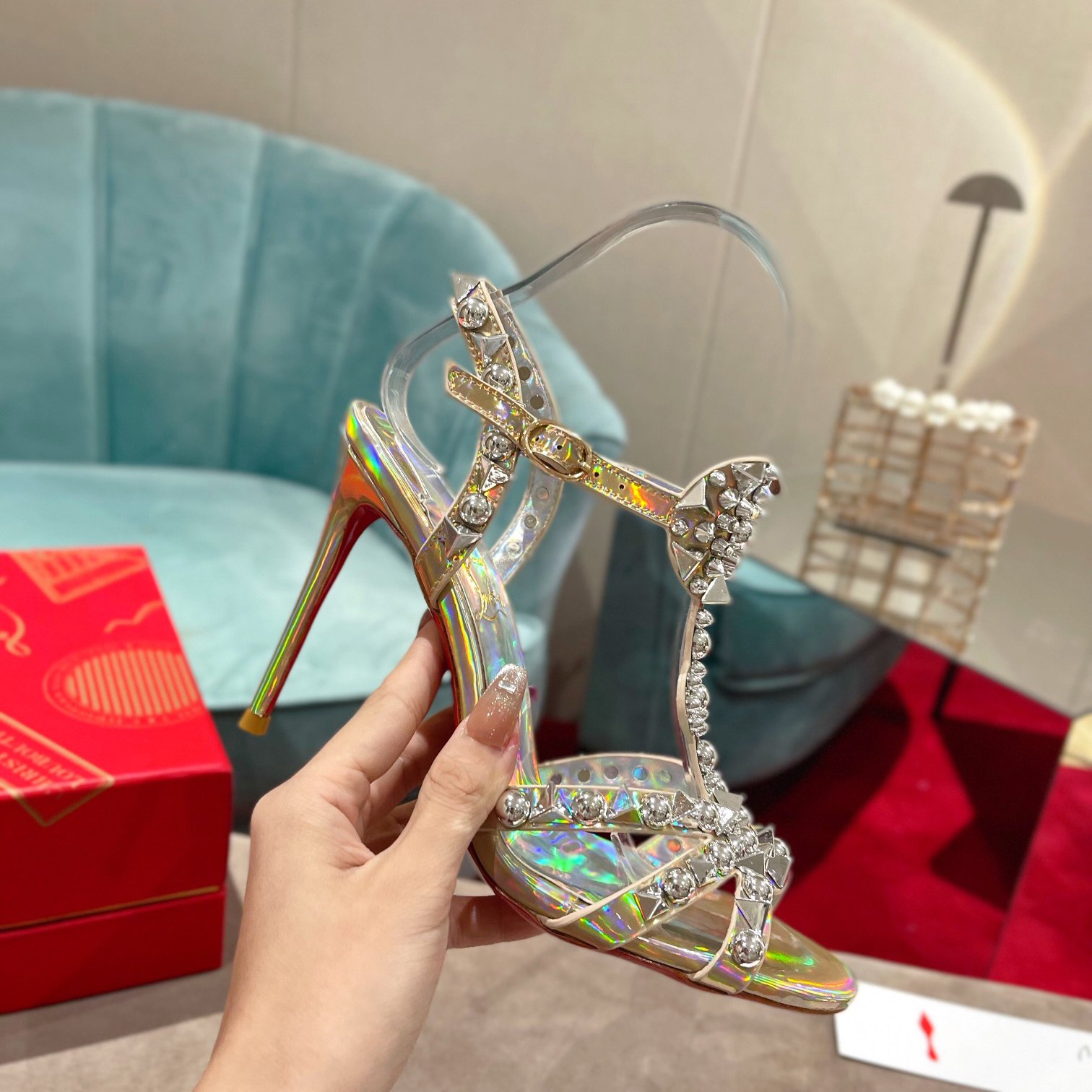 Christian Louboutin Silver Sandal（10cm Heel Height） - EUR FASHION