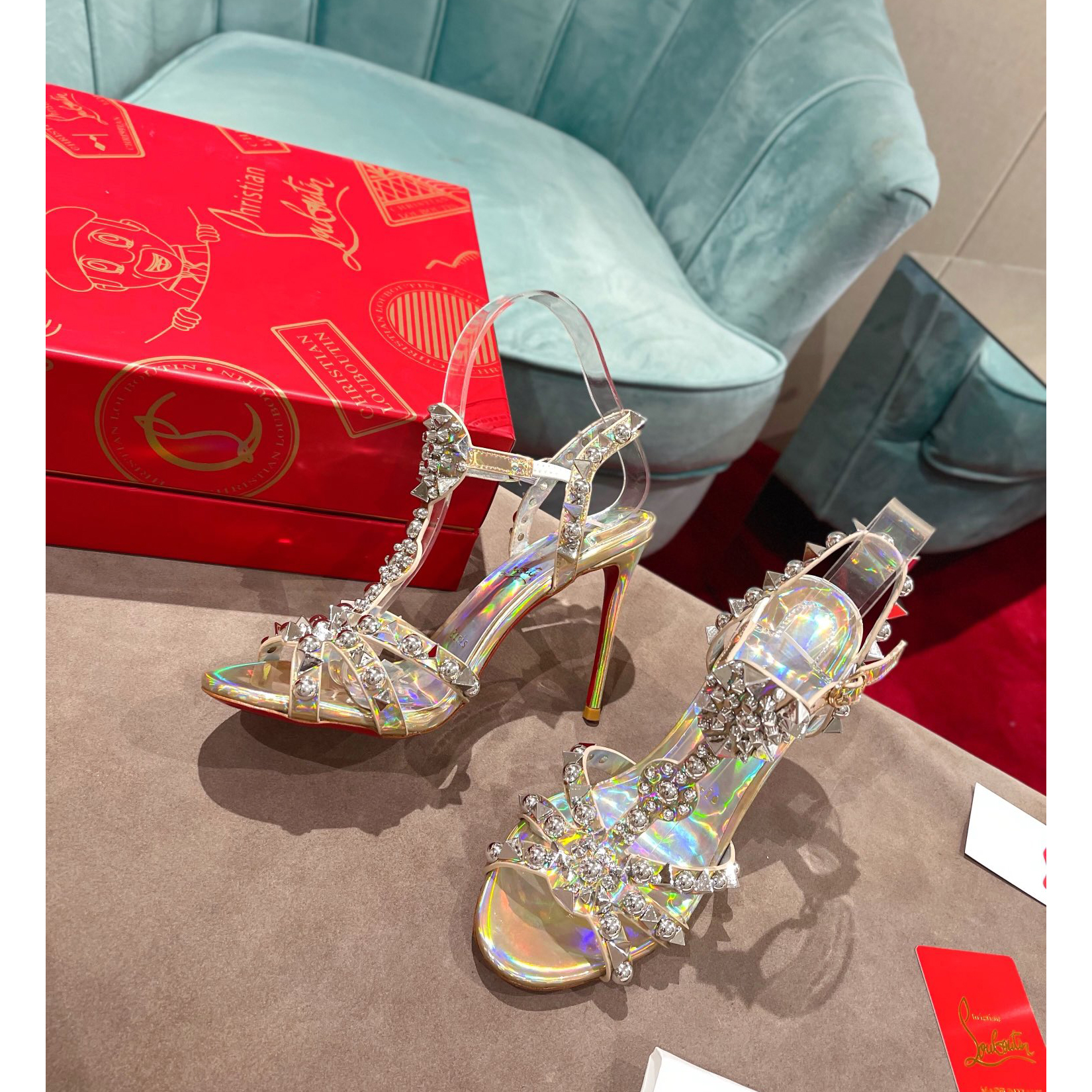 Christian Louboutin Silver Sandal（10cm Heel Height） - EUR FASHION