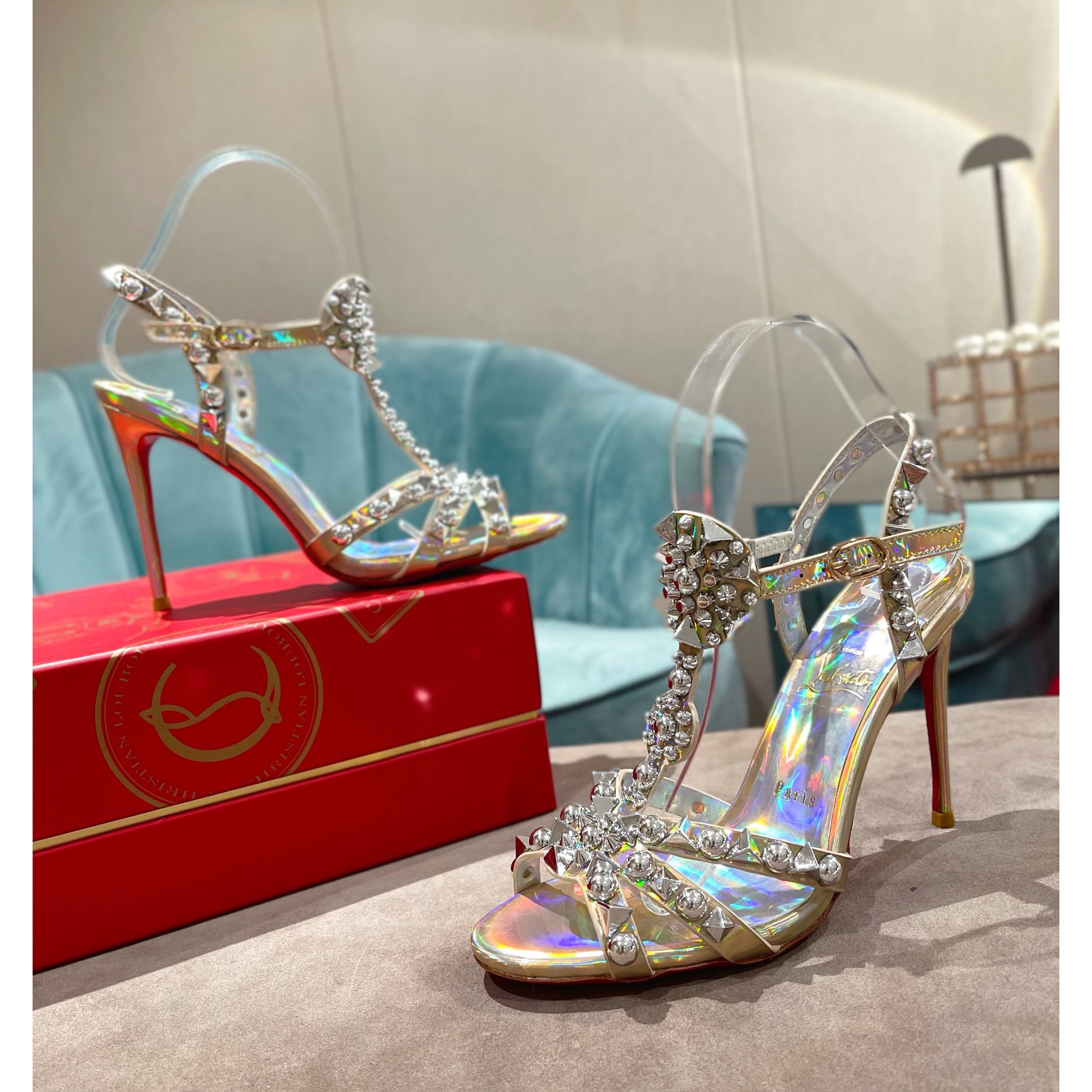 Christian Louboutin Silver Sandal（10cm Heel Height） - EUR FASHION