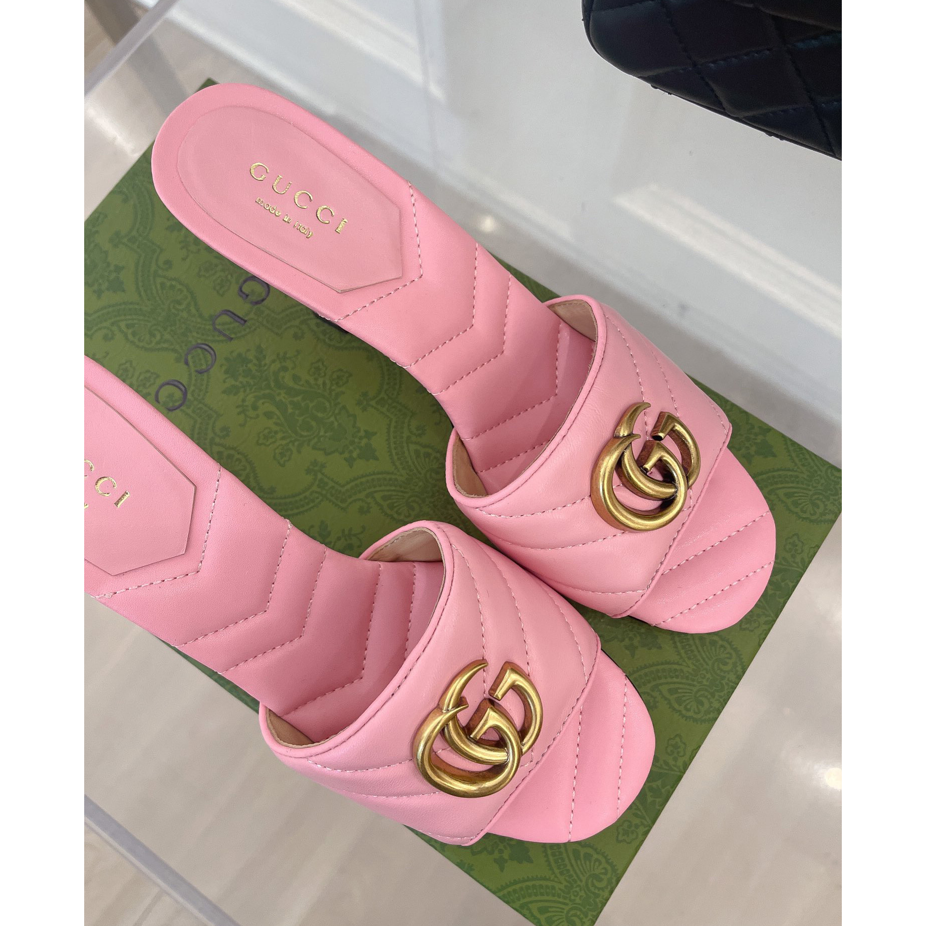 Gucci Women's Double G Slide Sandal With Heel Height Of 7.5cm - EUR FASHION