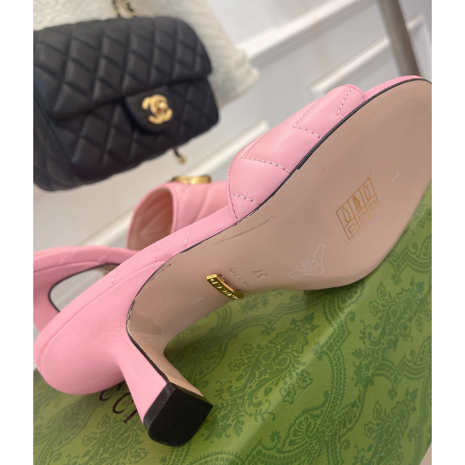 Gucci Women's Double G Slide Sandal With Heel Height Of 7.5cm - EUR FASHION