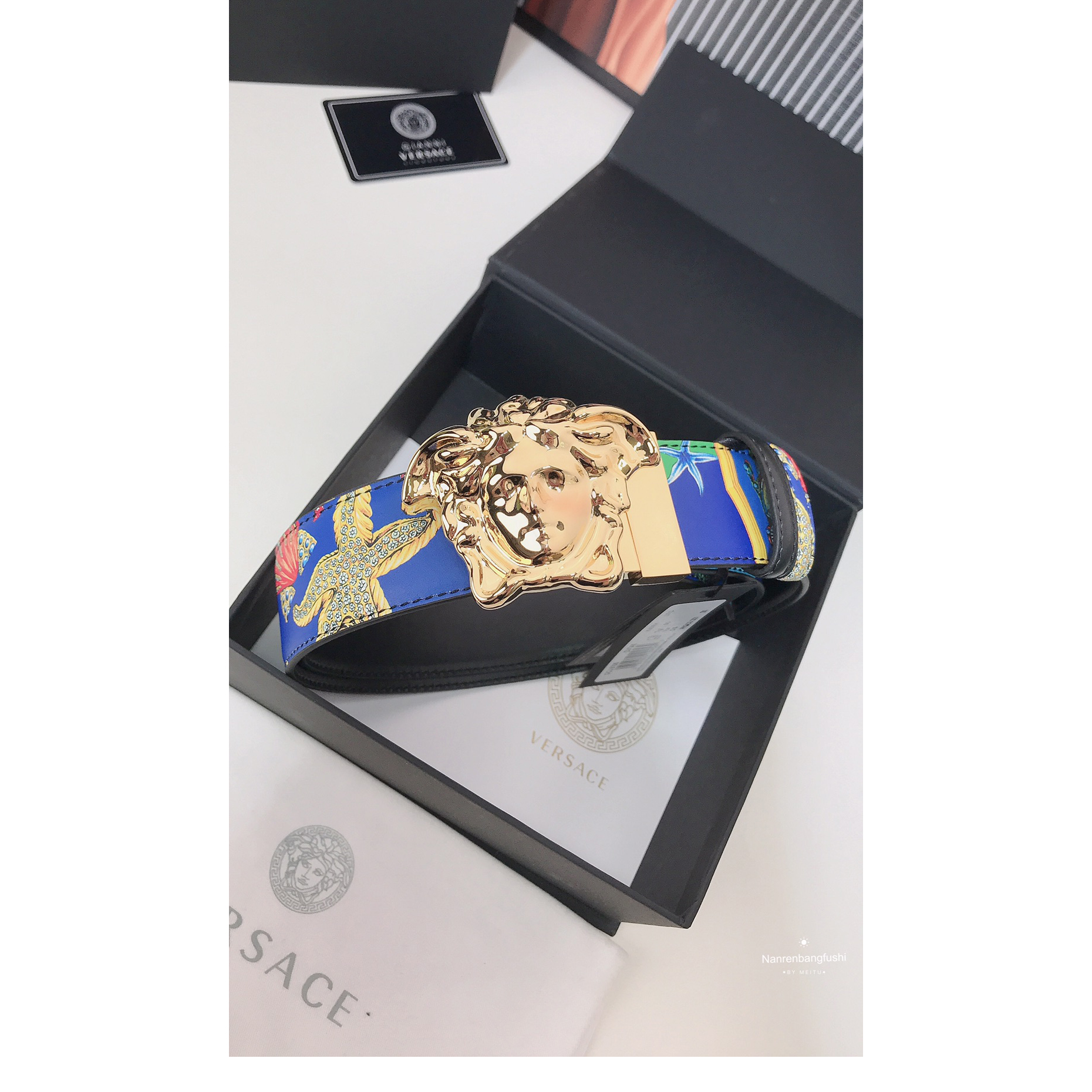 Versace Marine Organism Print 40 MM Belt  - EUR FASHION