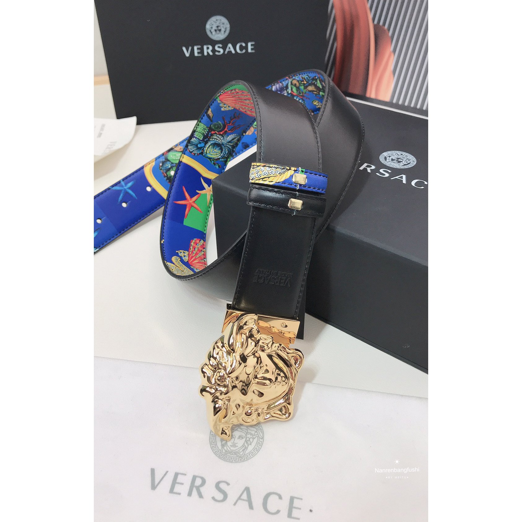Versace Marine Organism Print 40 MM Belt  - EUR FASHION