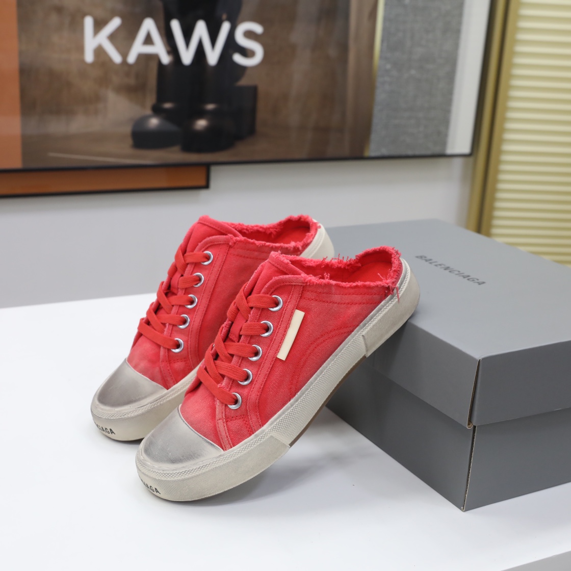 Balenciaga Men's Paris Sneaker Mule In Red - EUR FASHION