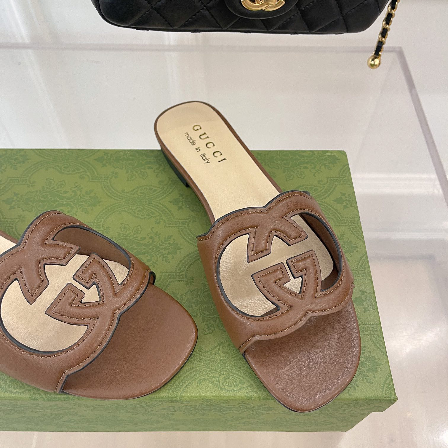 Gucci Women's Interlocking G Cut-Out Slide Sandal - EUR FASHION