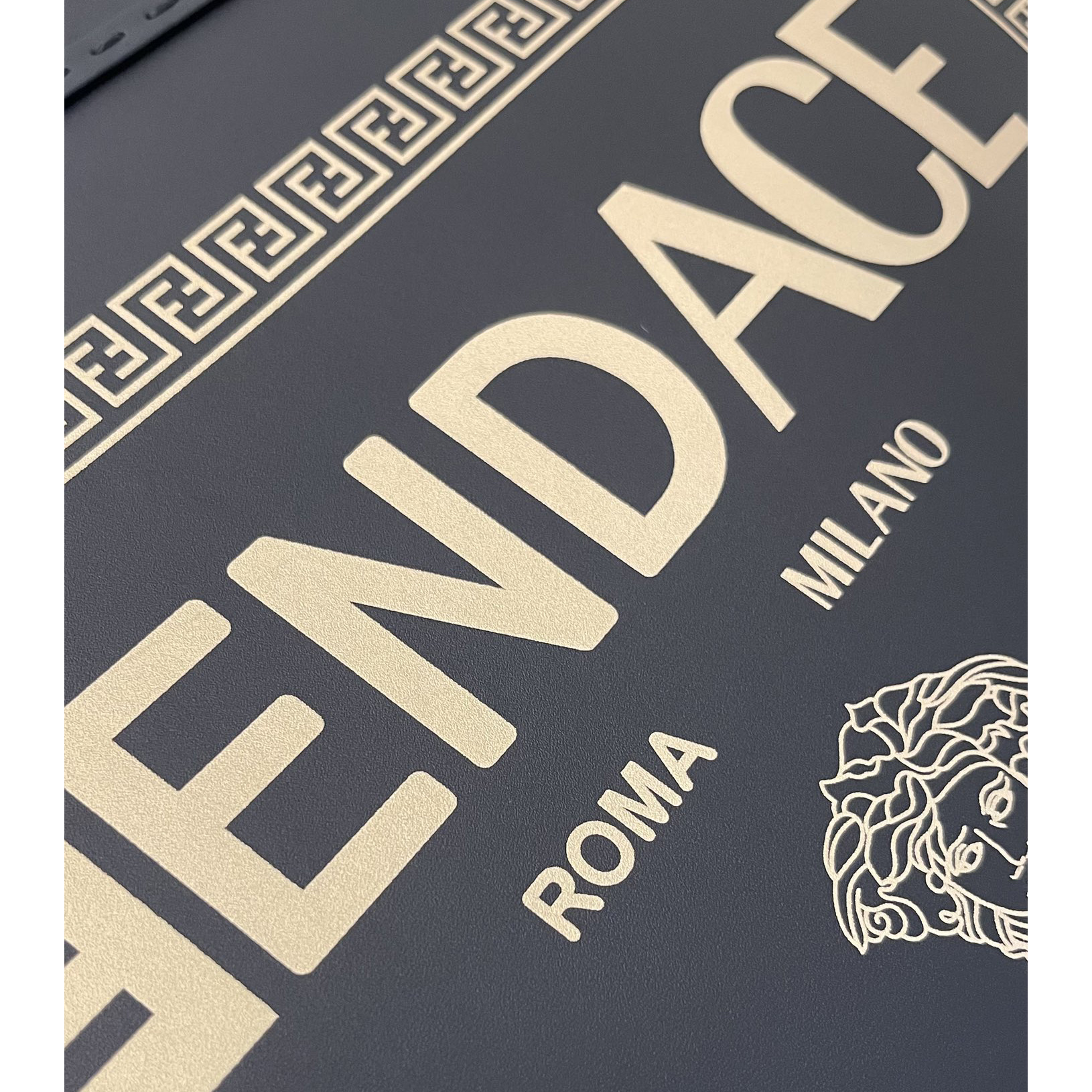Versace x Fendi Sunshine Medium Fendace Printed White Leather Shopper(35-31-17cm) - EUR FASHION