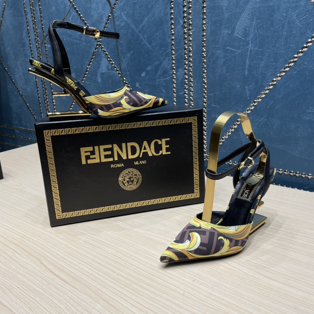 Fendi x Versace Fendace Printed Silk High-Heeled Slingbacks - EUR FASHION