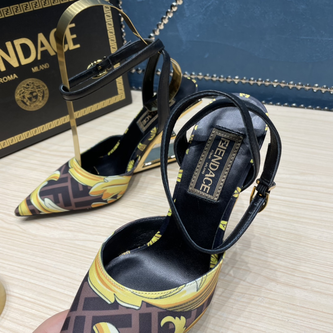 Fendi x Versace Fendace Printed Silk High-Heeled Slingbacks - EUR FASHION