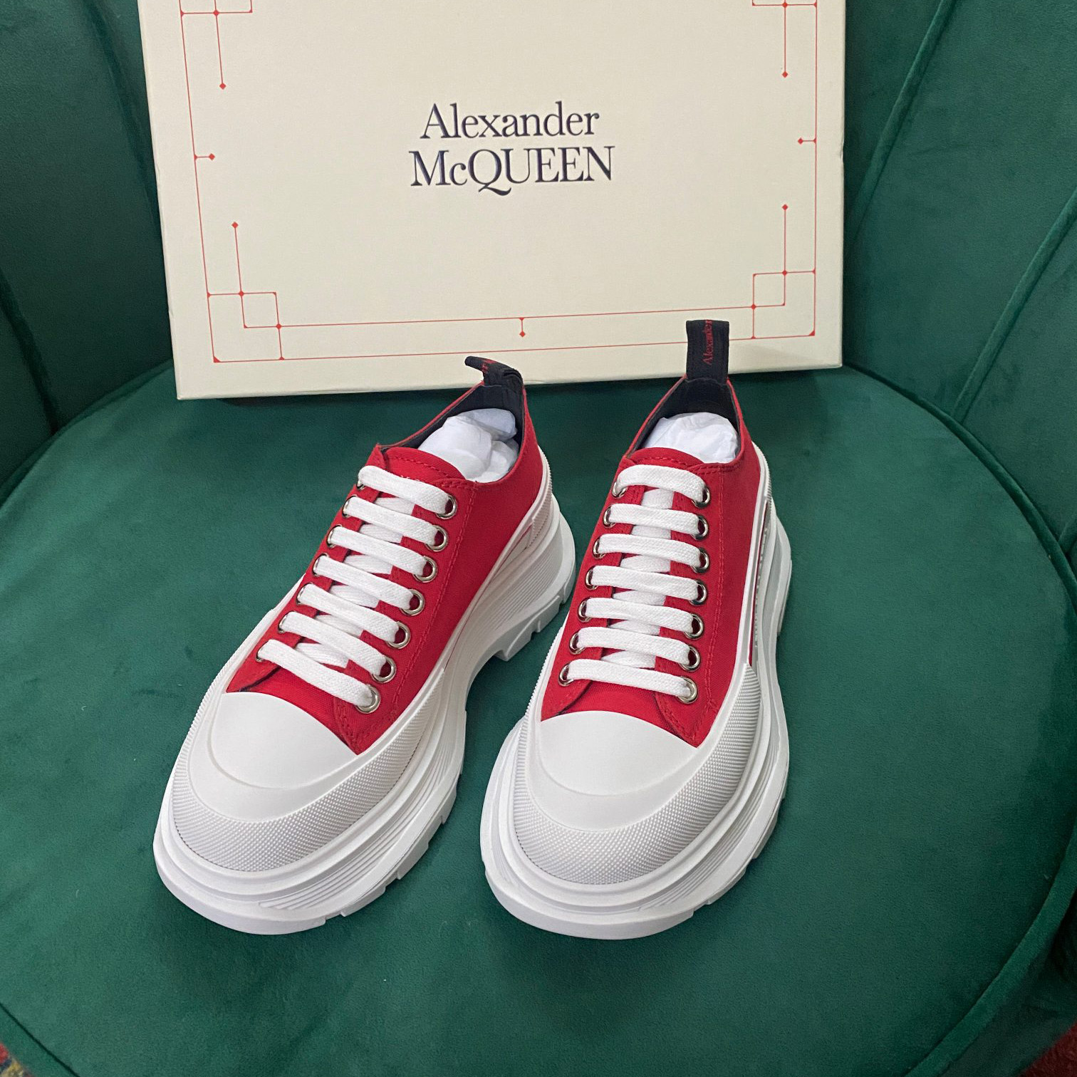 Alexander Mqueen Women's Tread Slick Lace Up In Lust Red - EUR FASHION