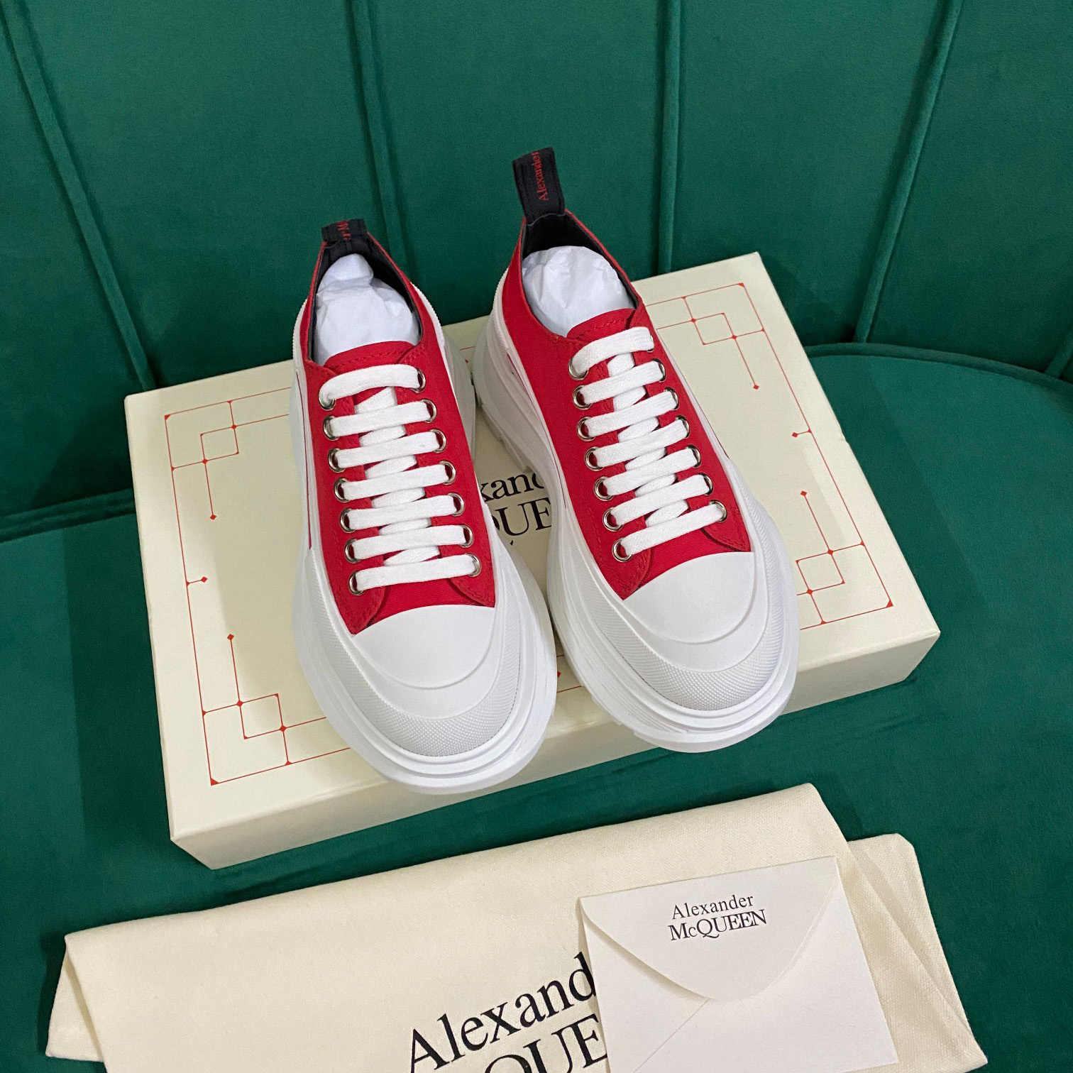 Alexander Mqueen Women's Tread Slick Lace Up In Lust Red - EUR FASHION