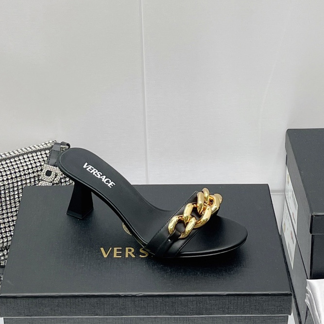 Versace Chain Mid-Heel Sandals— Heel height：70mm - EUR FASHION