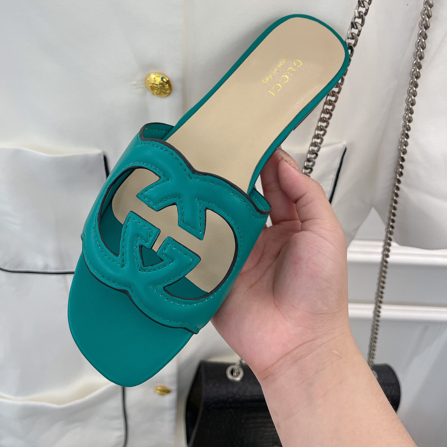 Gucci Women's Interlocking G Cut-Out Slide Sandal - EUR FASHION