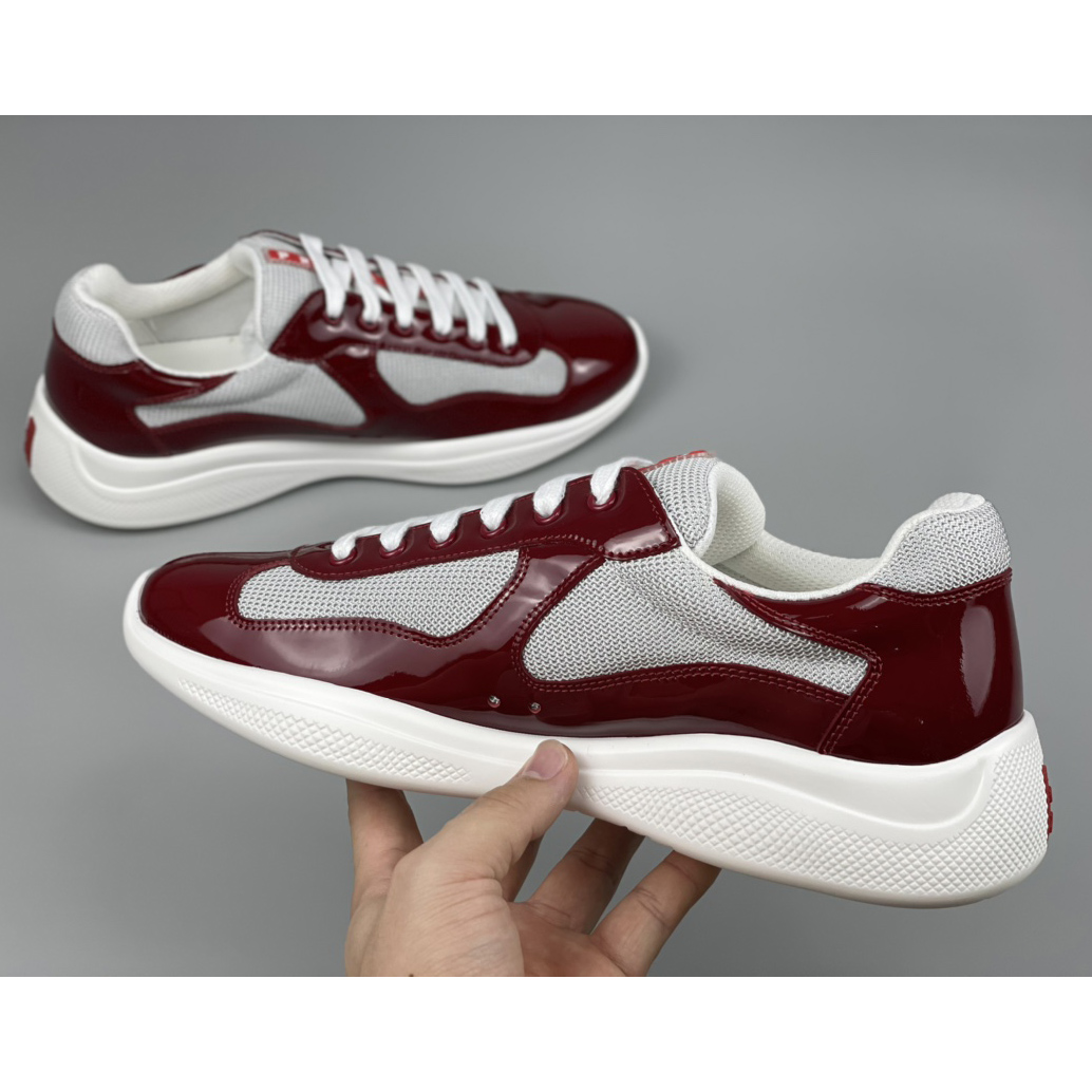Prada Male America's Cup Sneaker In Ruby Red/White - EUR FASHION