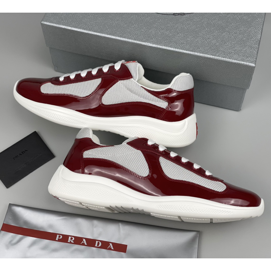 Prada Male America's Cup Sneaker In Ruby Red/White - EUR FASHION