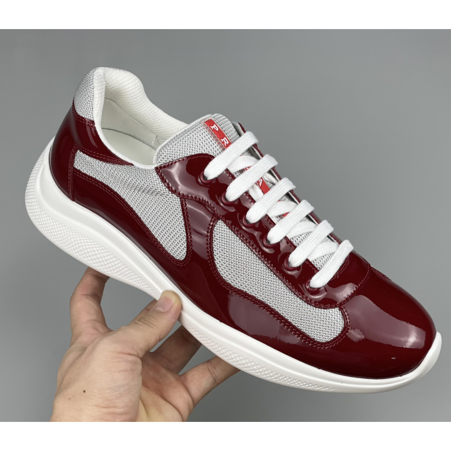 Prada Male America's Cup Sneaker In Ruby Red/White - EUR FASHION