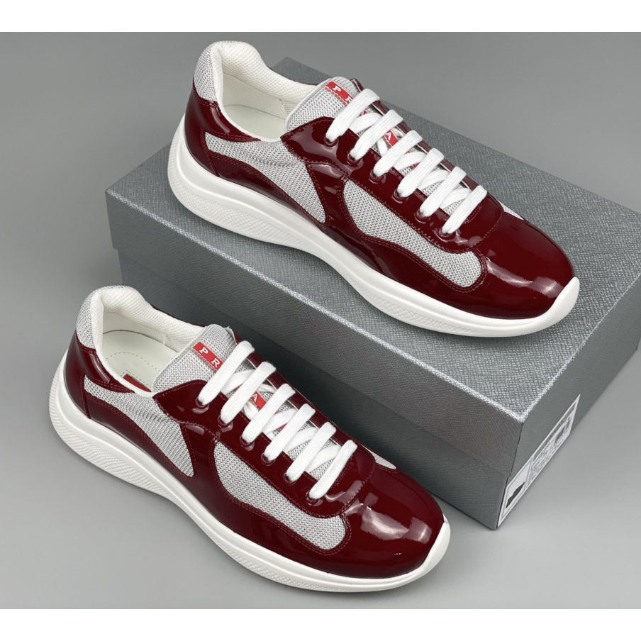 Prada Male America's Cup Sneaker In Ruby Red/White - EUR FASHION