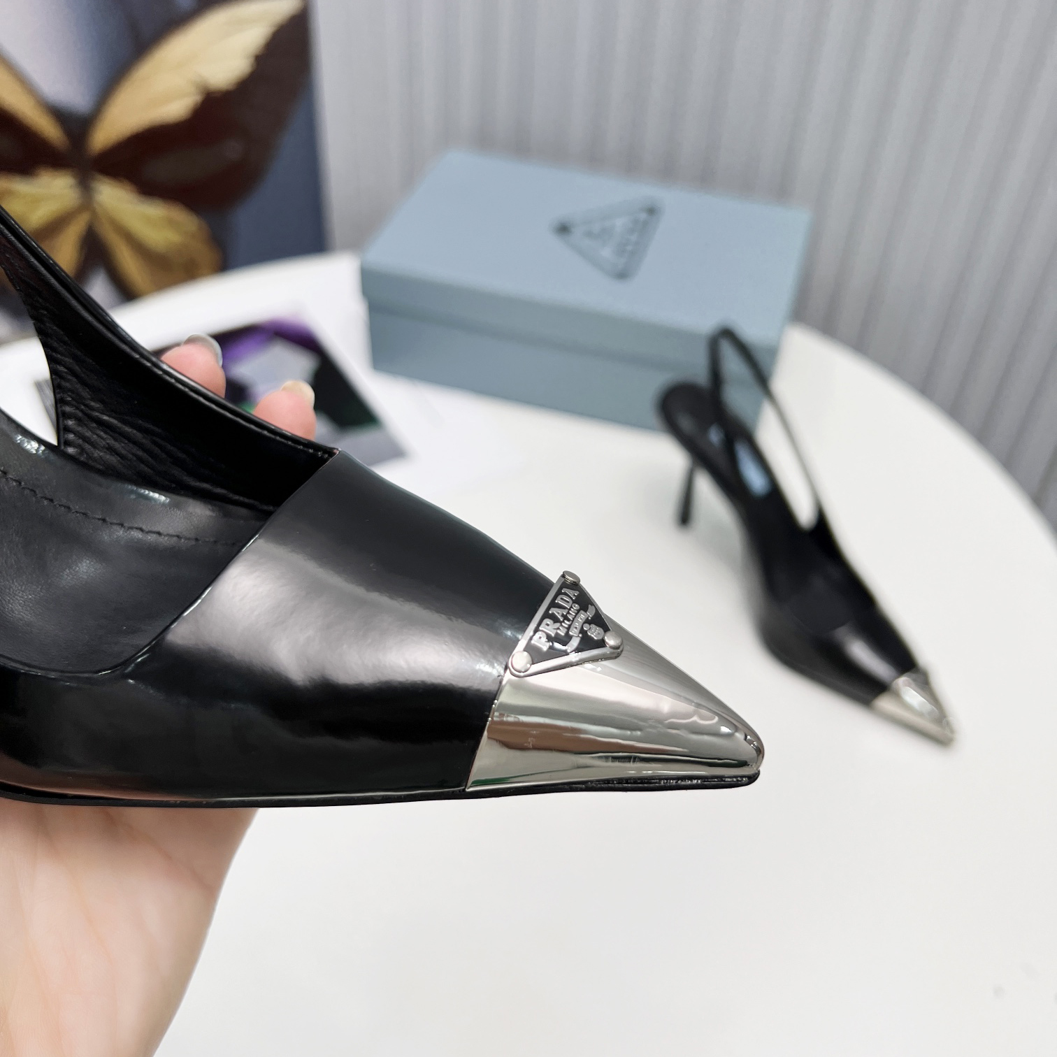 Prada Brushed Leather Slingback Pumps  - EUR FASHION