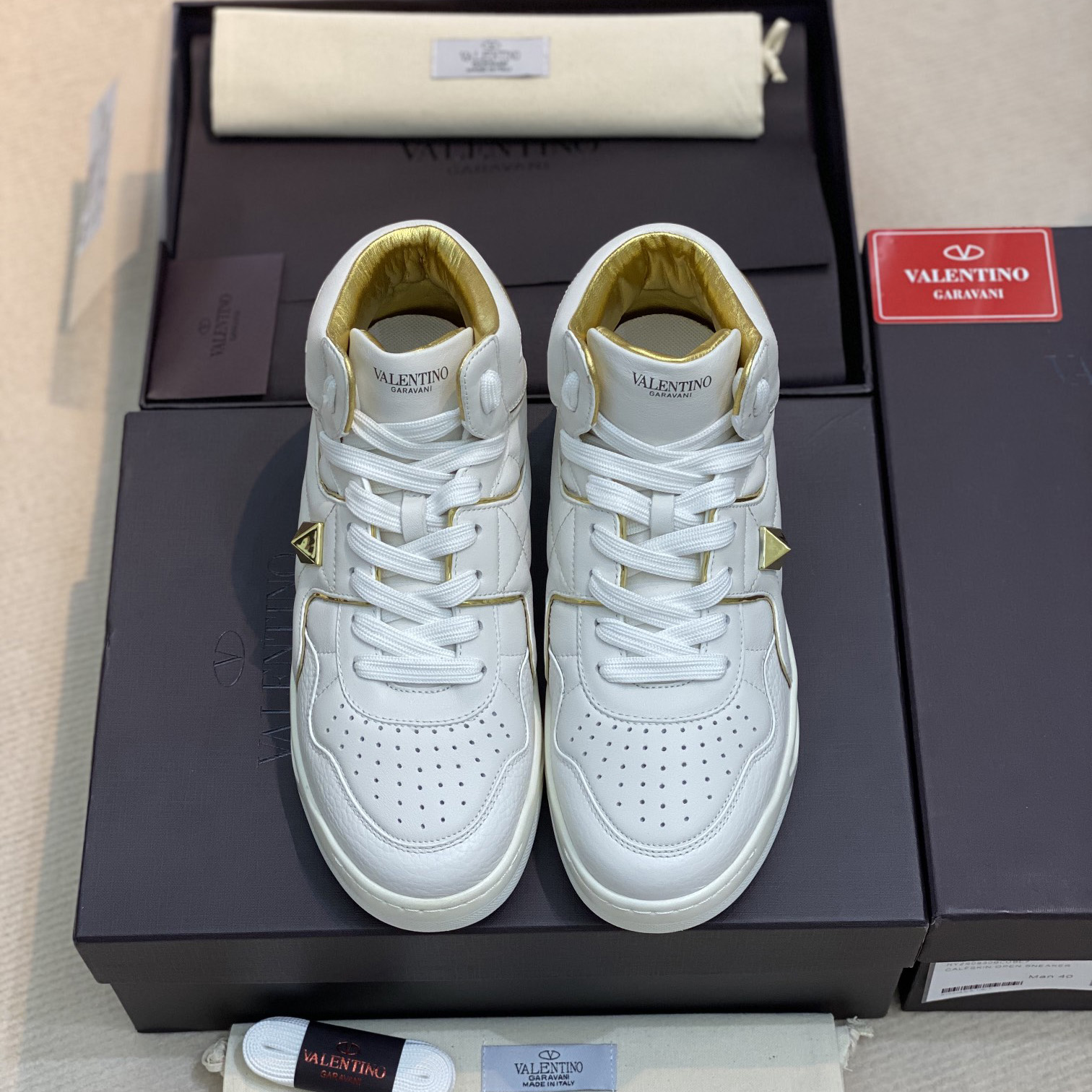 Valenti One Stud Mid-Top Nappa Sneaker - EUR FASHION