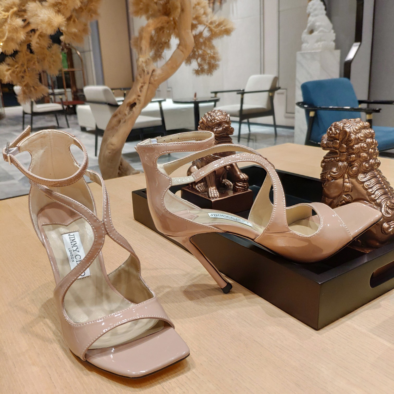 Jimmy Choo Azia 95 Ballet Pink Patent Leather Sandals - EUR FASHION