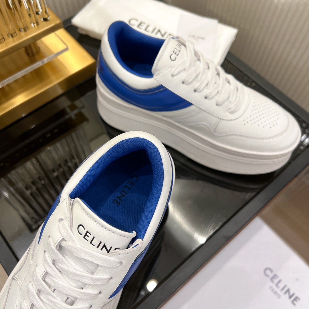 Celine Block Sneakers With Wedge Outsole In Clafskin    - EUR FASHION