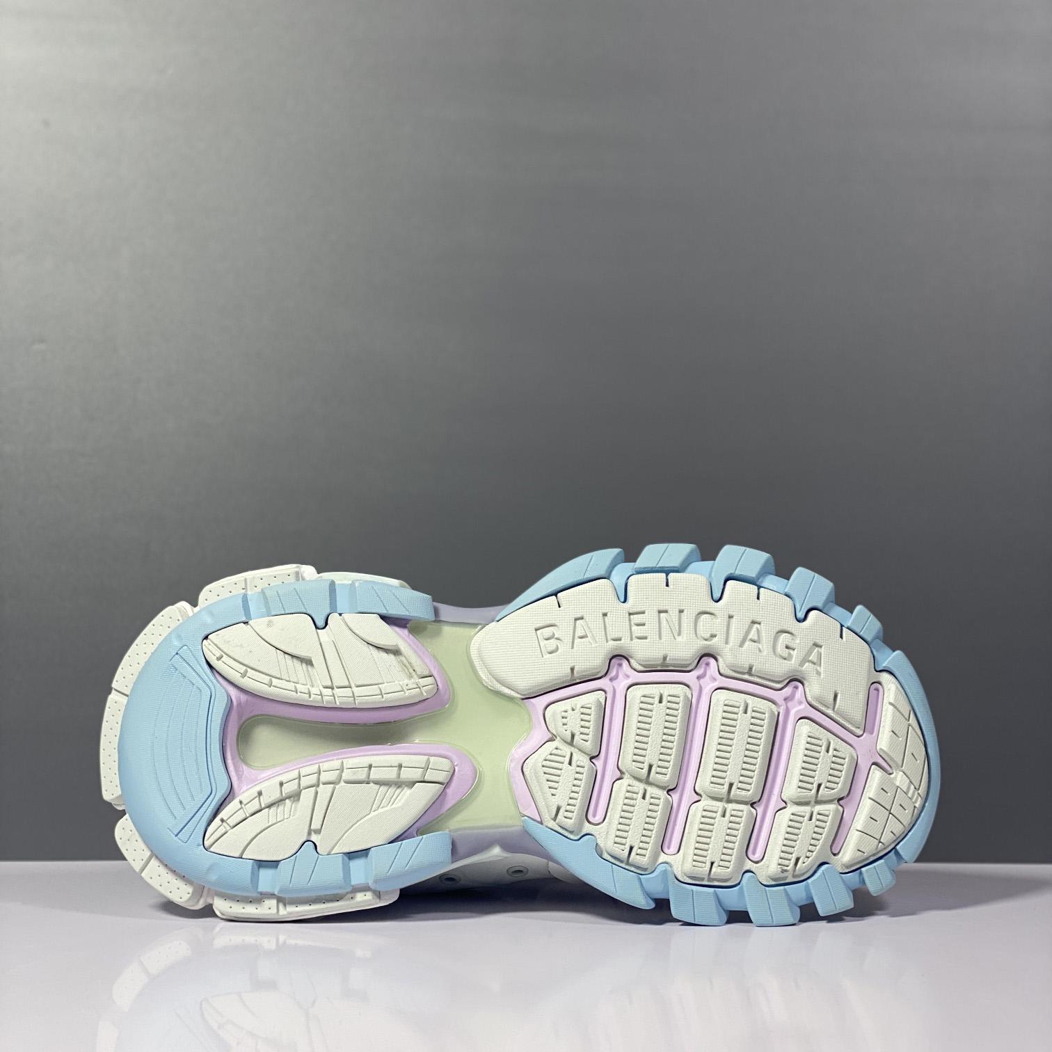 Balenciaga Track Mule In White, Light Blue And Light Pink Mesh And Nylon - EUR FASHION