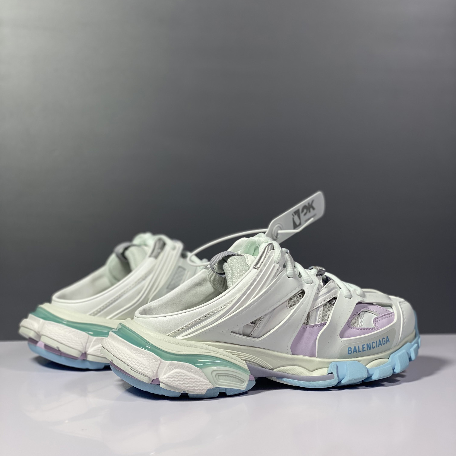 Balenciaga Track Mule In White, Light Blue And Light Pink Mesh And Nylon - EUR FASHION