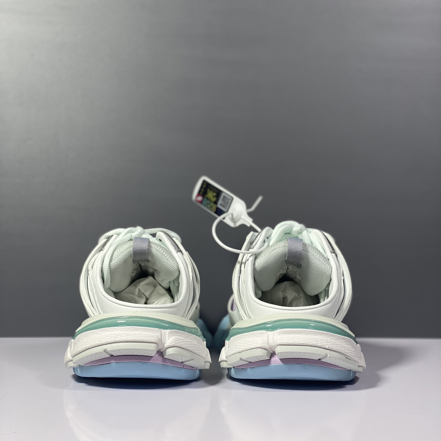 Balenciaga Track Mule In White, Light Blue And Light Pink Mesh And Nylon - EUR FASHION