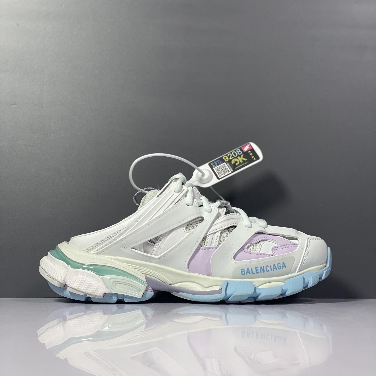 Balenciaga Track Mule In White, Light Blue And Light Pink Mesh And Nylon - EUR FASHION