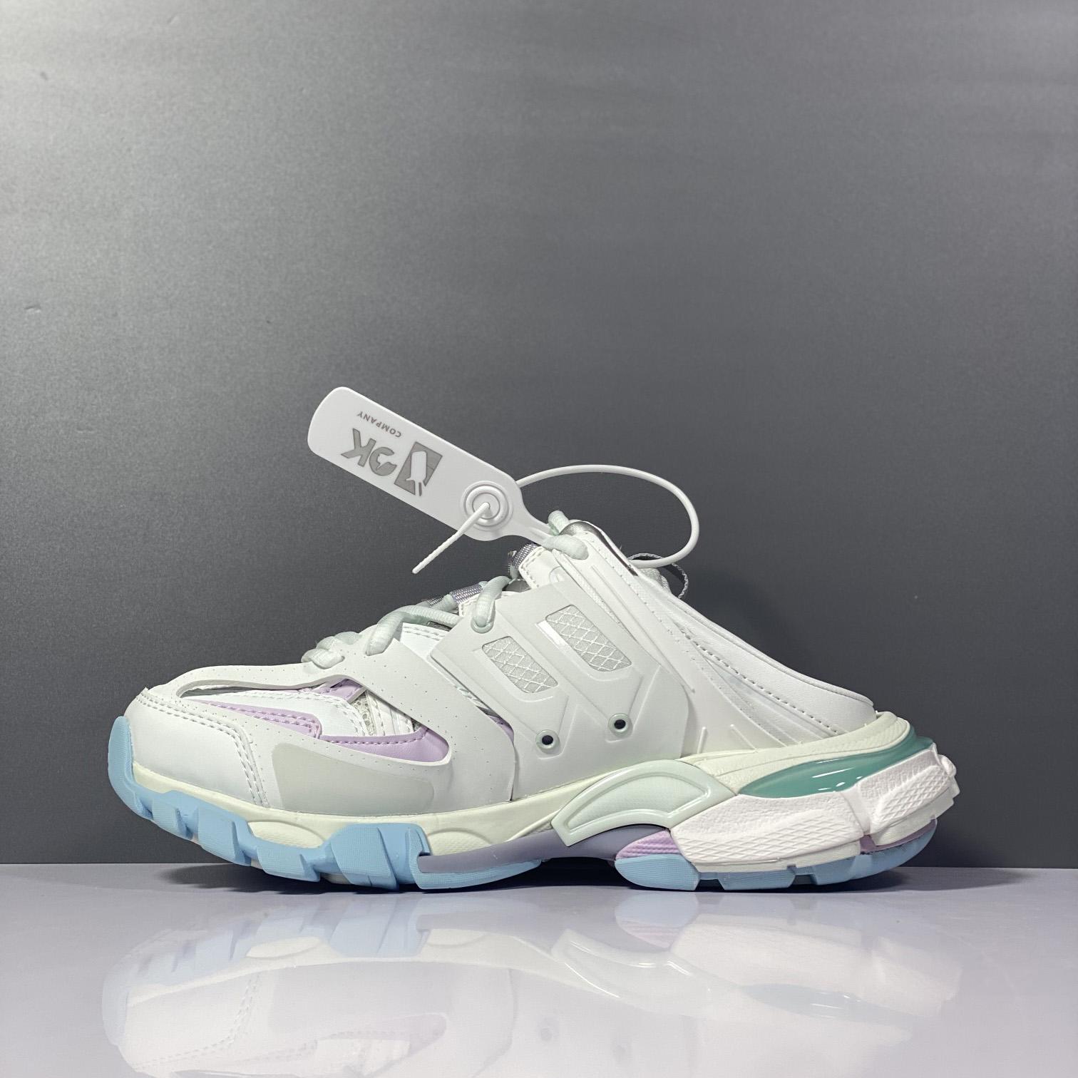 Balenciaga Track Mule In White, Light Blue And Light Pink Mesh And Nylon - EUR FASHION