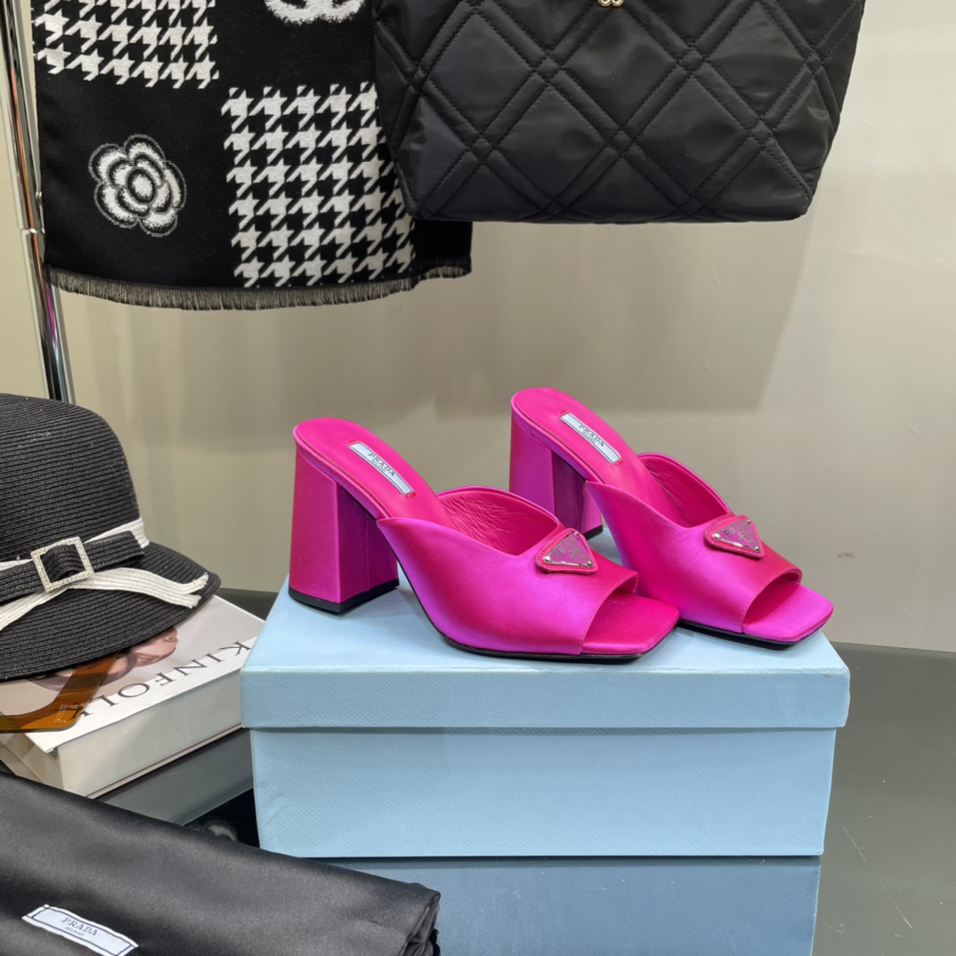 Prada High-Heeled Satin Slides - EUR FASHION