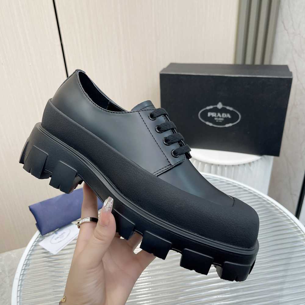 Prada Brushed Leather Derby Shoes - EUR FASHION