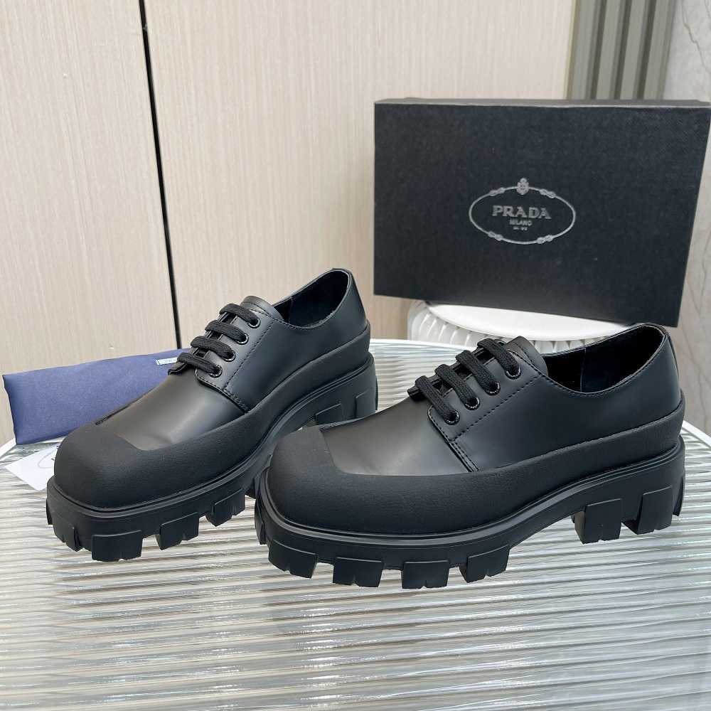 Prada Brushed Leather Derby Shoes - EUR FASHION