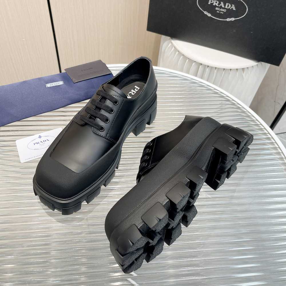 Prada Brushed Leather Derby Shoes - EUR FASHION
