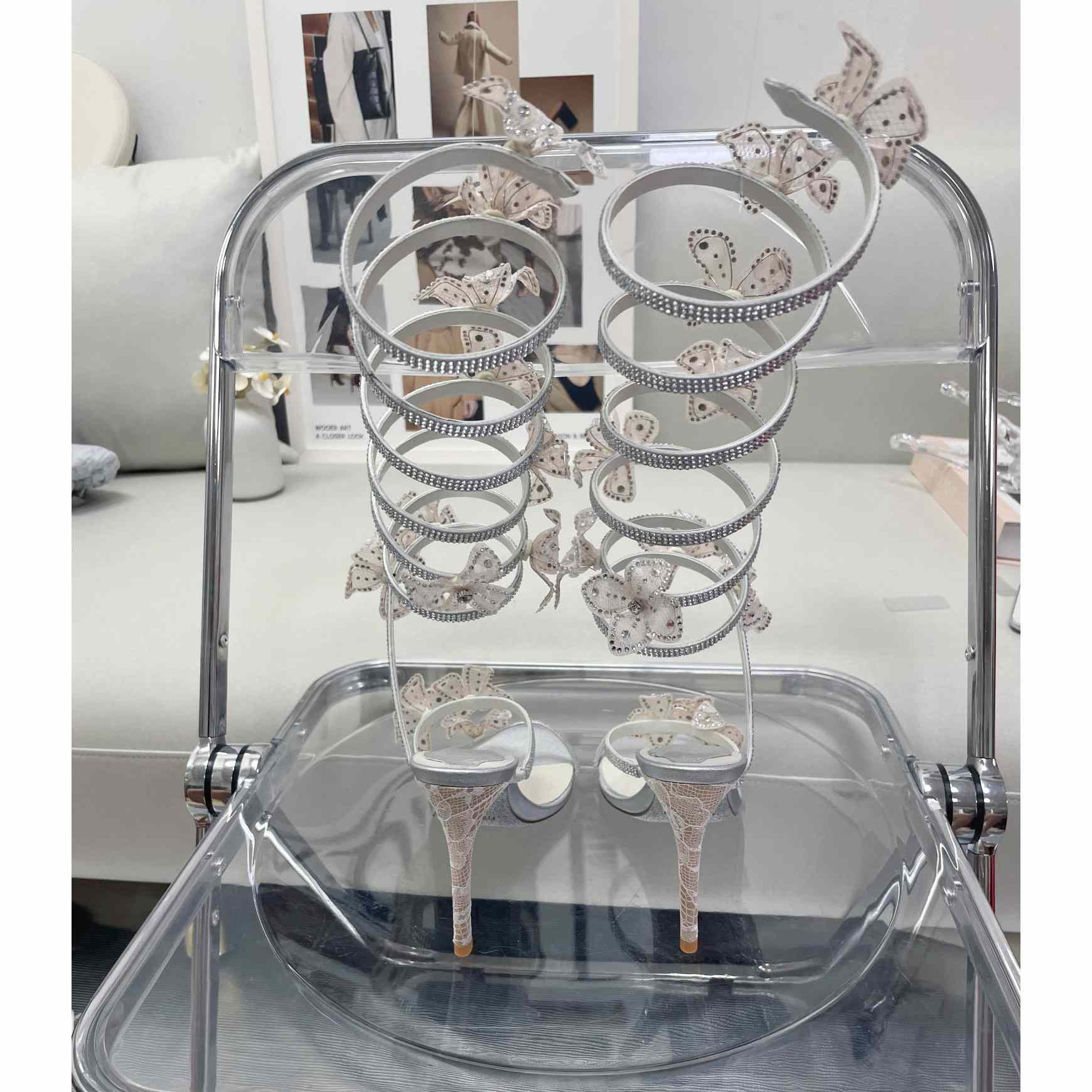 Rene Caovilla Silvery Sandals With Flowers Floriane - EUR FASHION
