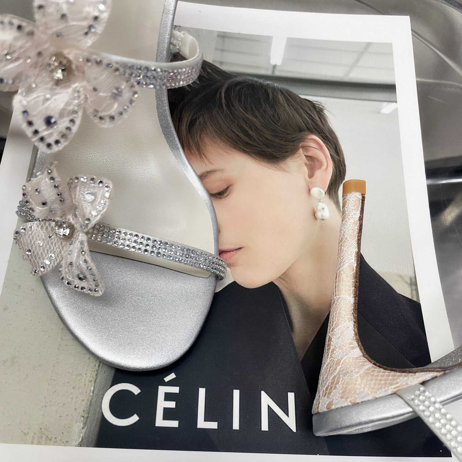 Rene Caovilla Silvery Sandals With Flowers Floriane - EUR FASHION