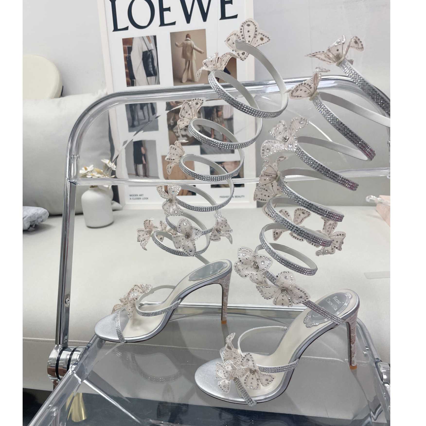 Rene Caovilla Silvery Sandals With Flowers Floriane - EUR FASHION