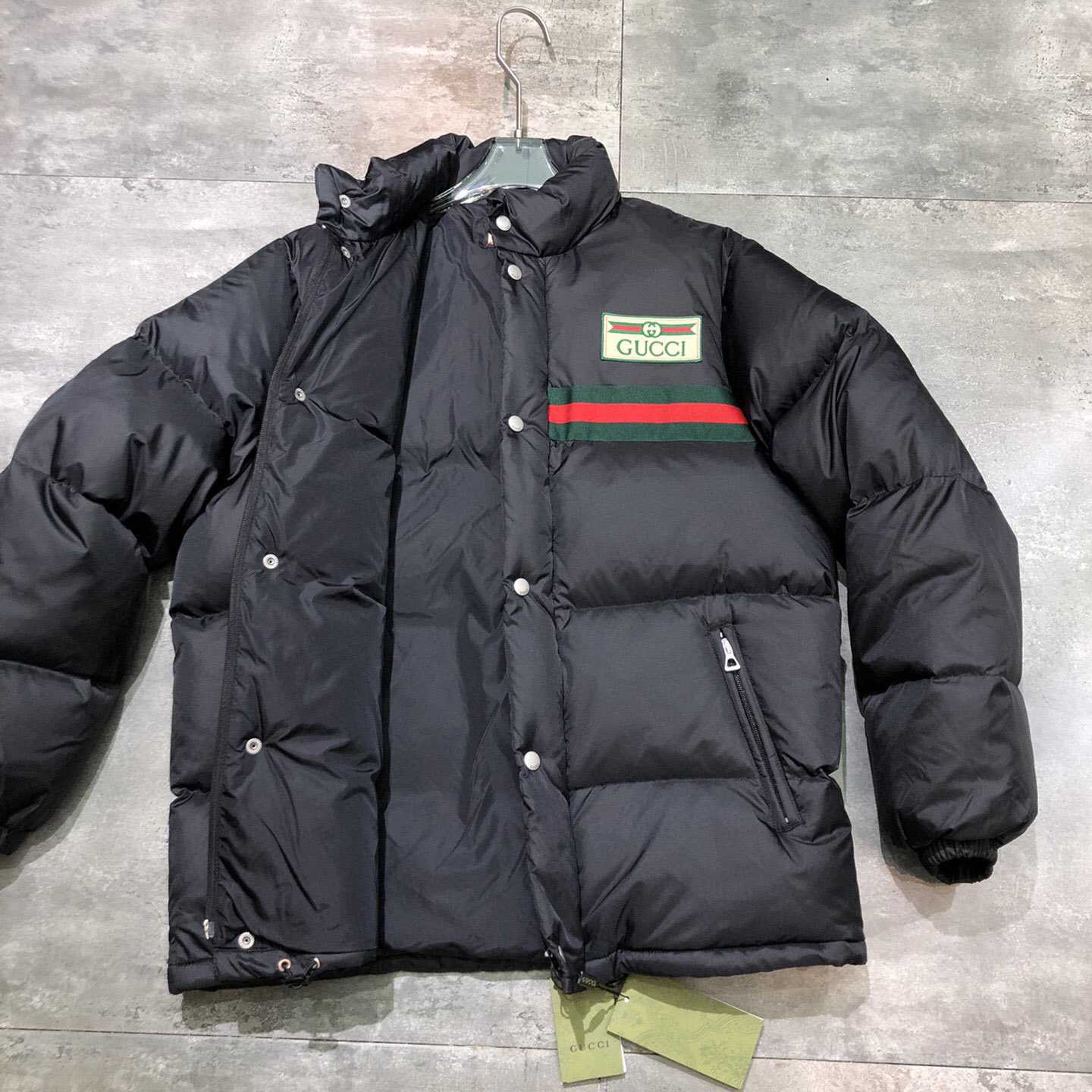 Gucci Padded Nylon Bomber Jacket With Web - EUR FASHION