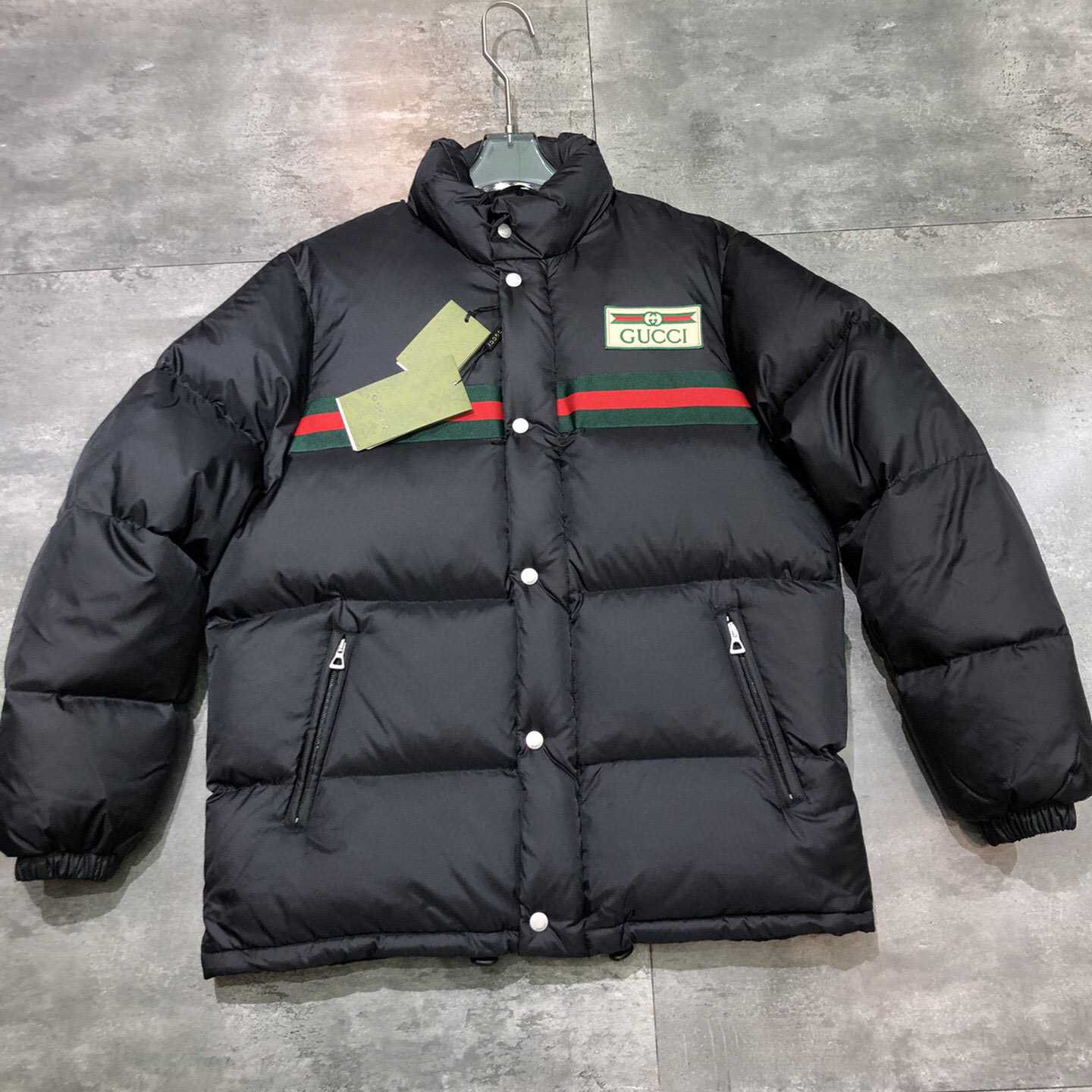 Gucci Padded Nylon Bomber Jacket With Web - EUR FASHION